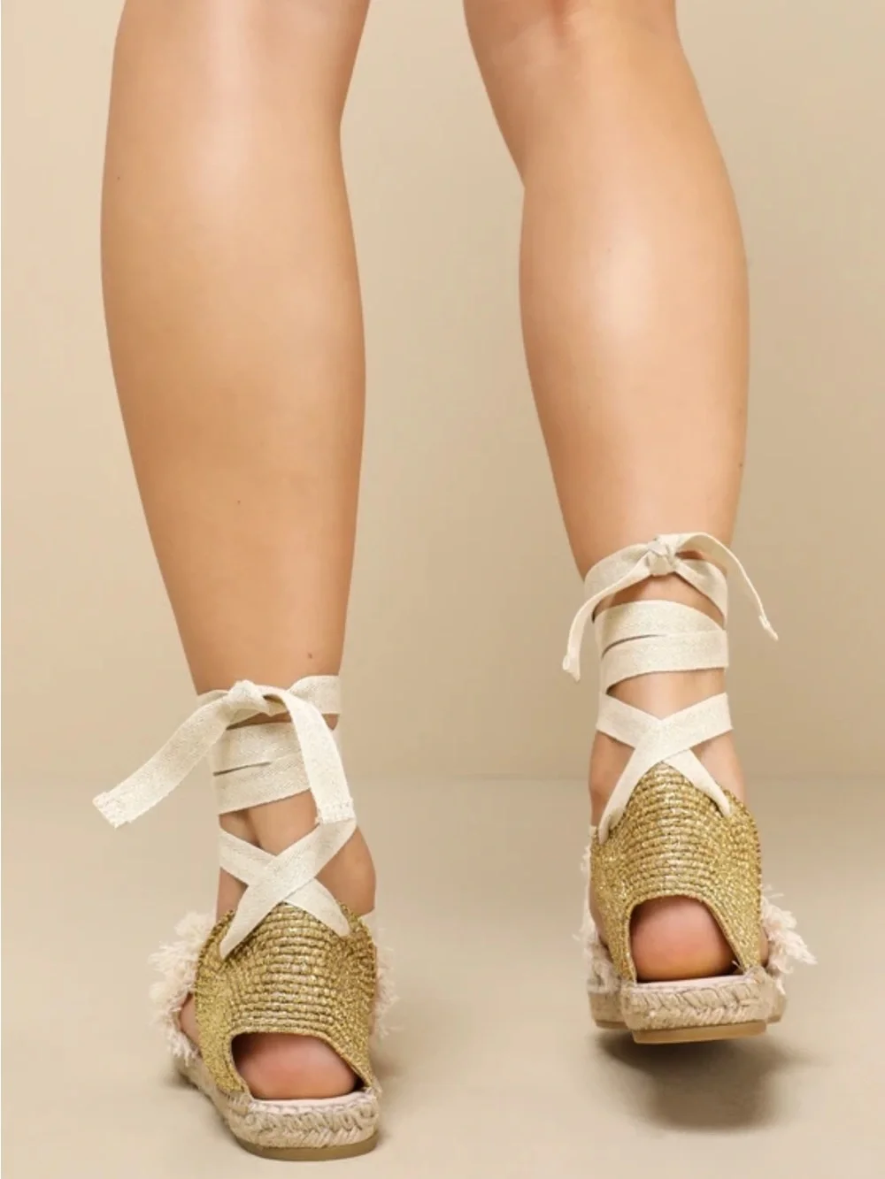 Free People Espadrille Lace-Up Sandals - Cream